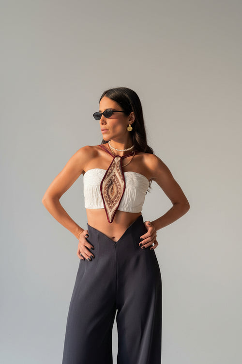 White Dena top with adjustable back straps