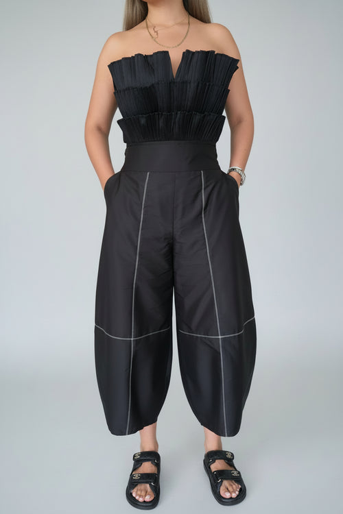 Black taffeta pants luxury statement piece