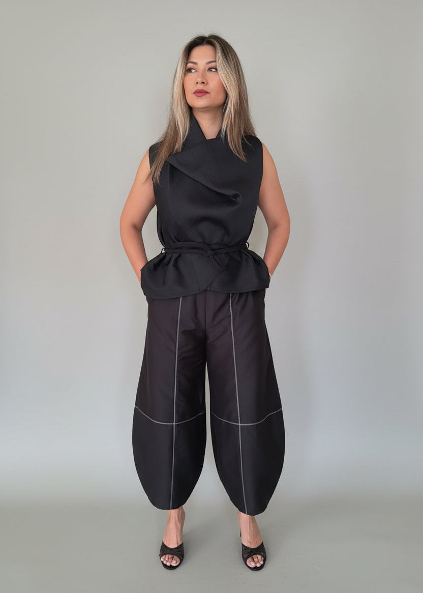 Black Taffeta Pants | Luxury Statement Pants | Lenalia – LENALIA