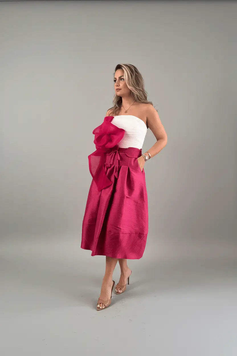 Rose white crop top - LENALIA Persian designer fashion