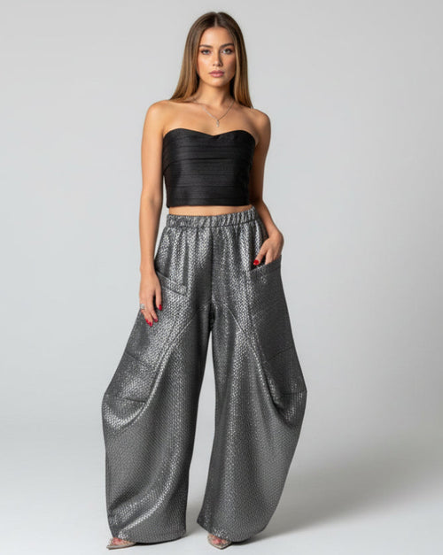 Silver pants luxury designer piece