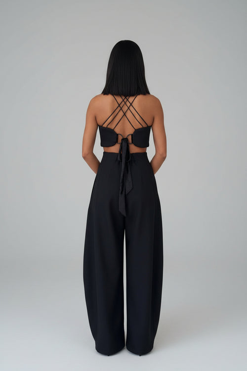 Damineh black top detail – LENALIA Persian-inspired luxury fashion Australia