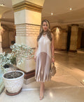 Beige Plated Dress