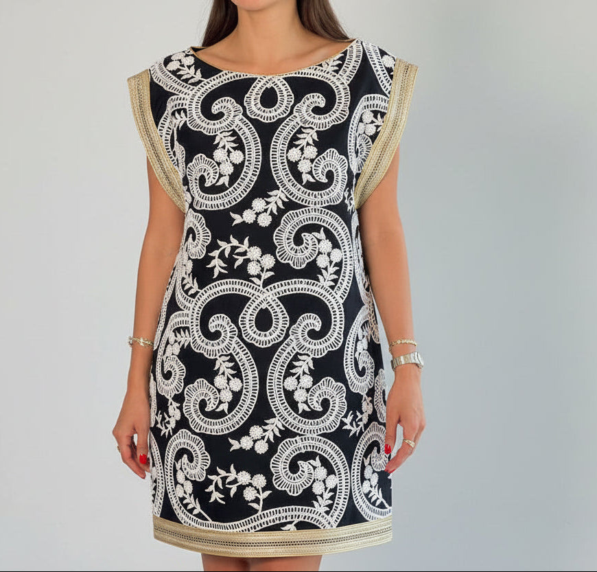 Black embroidered designer dress - LENALIA Persian luxury fashion
