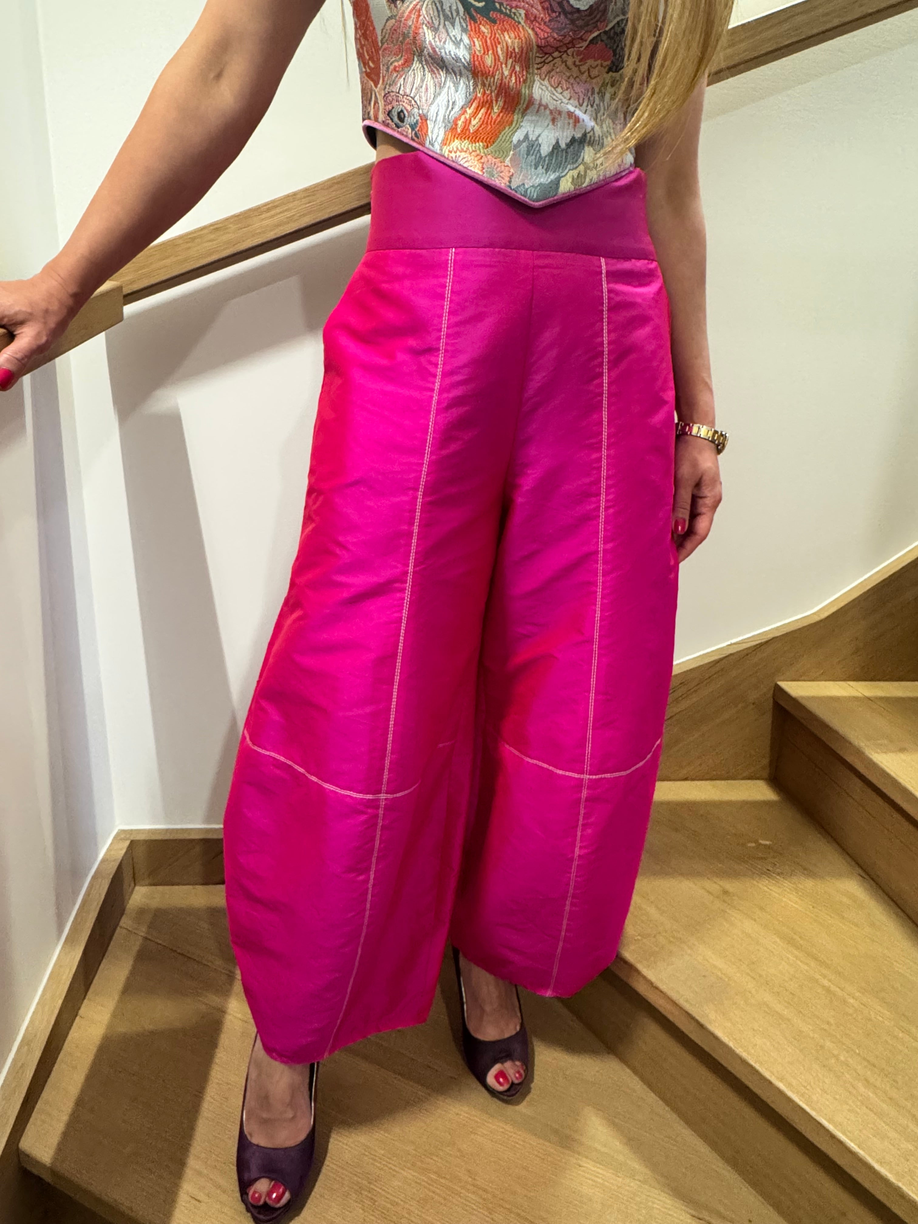 Magenta Taffeta Pants
