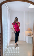 LENALIA Lena magenta vest – free size, Persian-inspired luxury fashion with belt