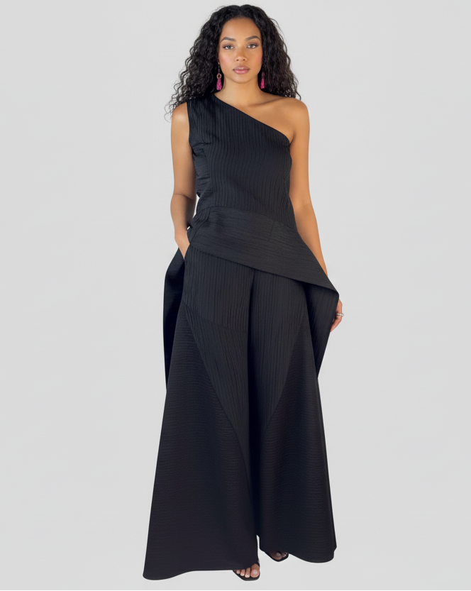 Saba black top and Hasti black pants set – size 1, fits AU 8, Persian-inspired luxury fashion by LENALIA