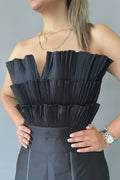 Black MB crop top designer piece