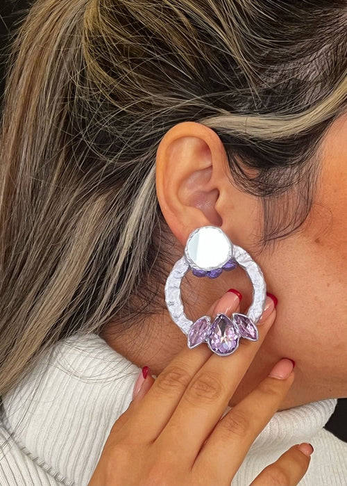 Avineh papier-mache earrings handmade Kurdish jewelry