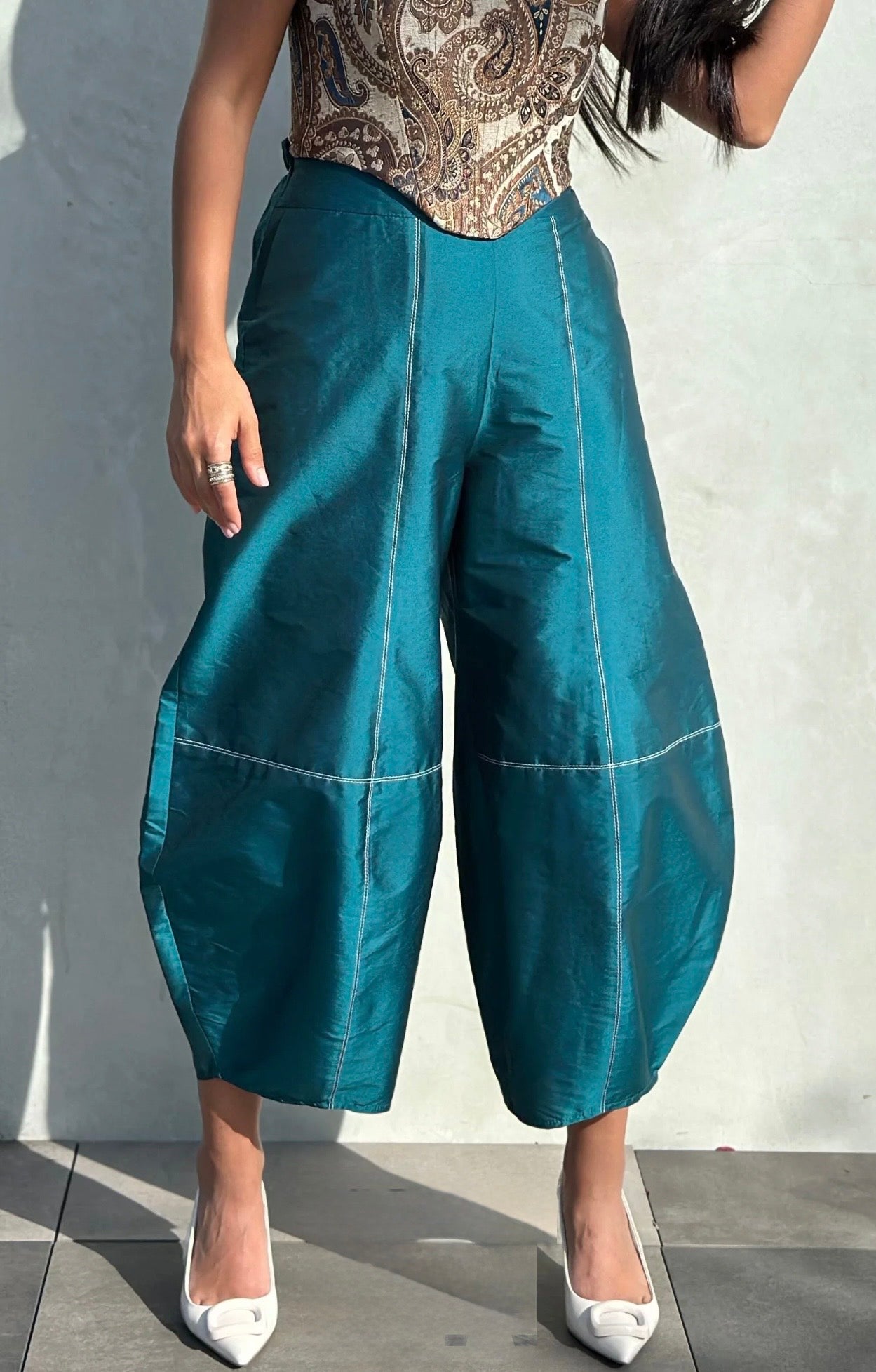 Peacock Green Taffeta Pants