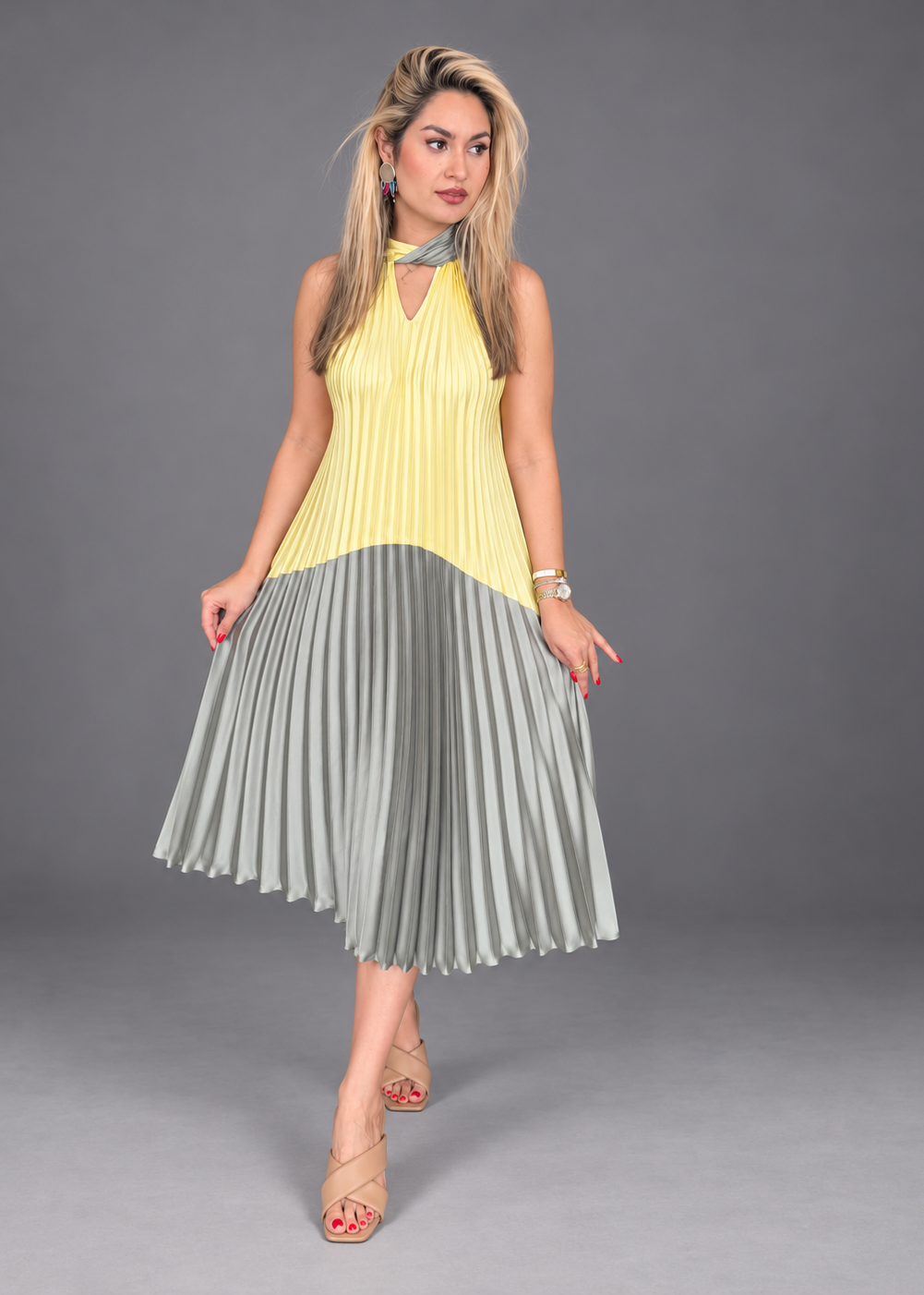 Yellow Plated Dress