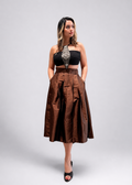 Brown taffeta midi skirt – LENALIA Persian couture, luxury women's fashion Australia