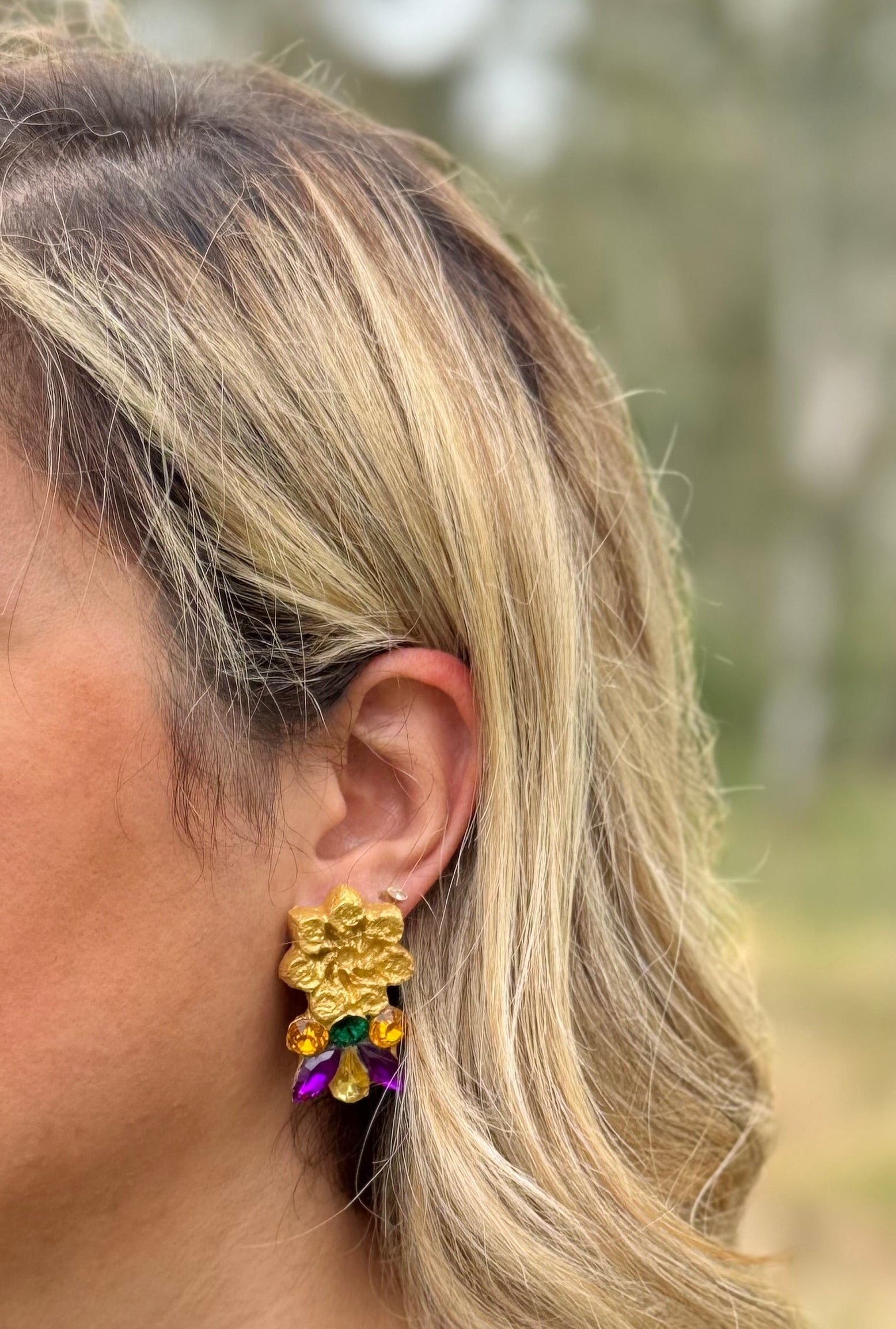 Bujan handmade papier-mâché earrings - Kurdish artisan jewelry meaning blossoming