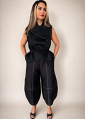 Black taffeta pants luxury statement piece