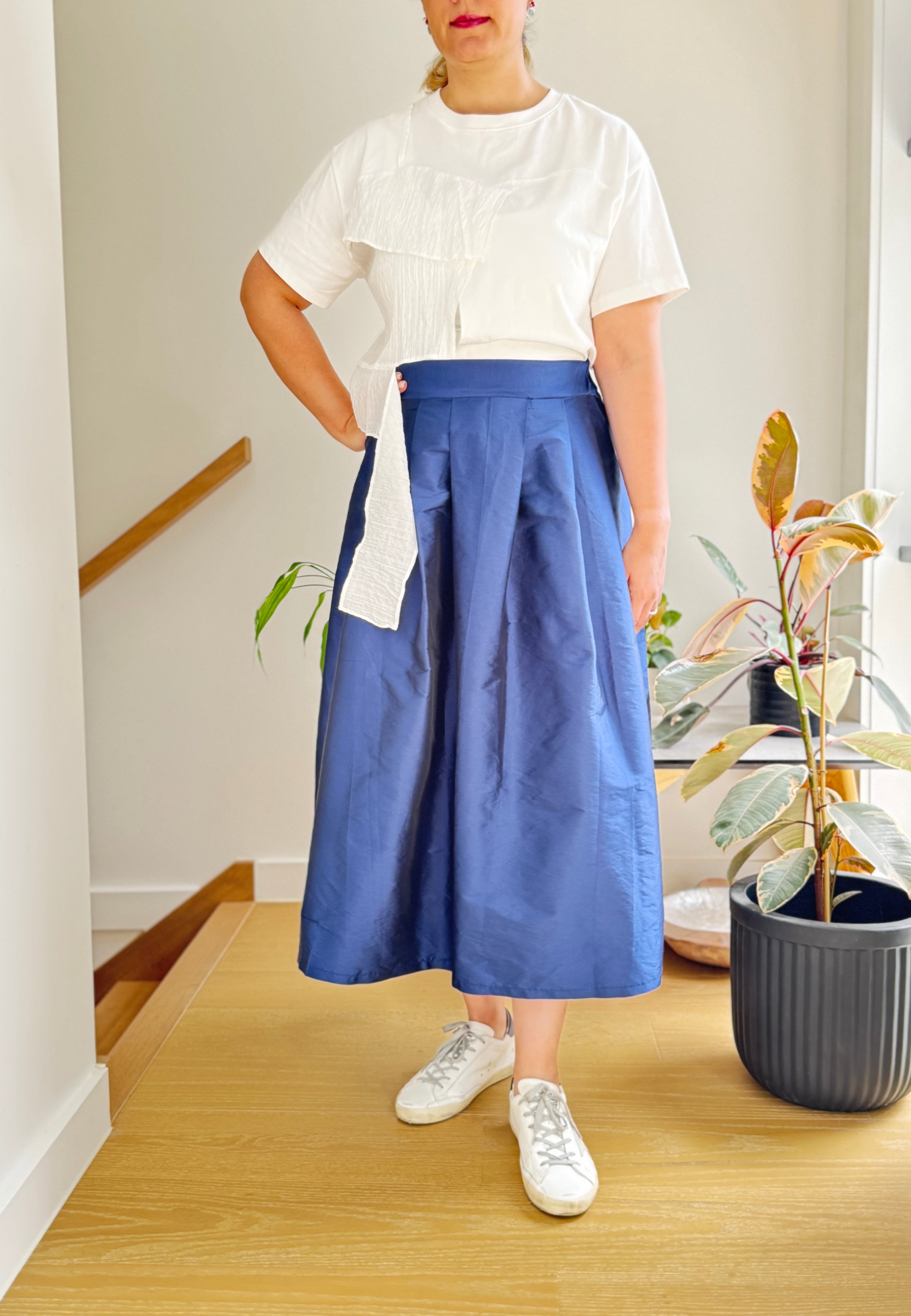 Navy Taffeta Skirt