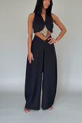 Damineh black top detail – LENALIA Persian-inspired luxury fashion Australia