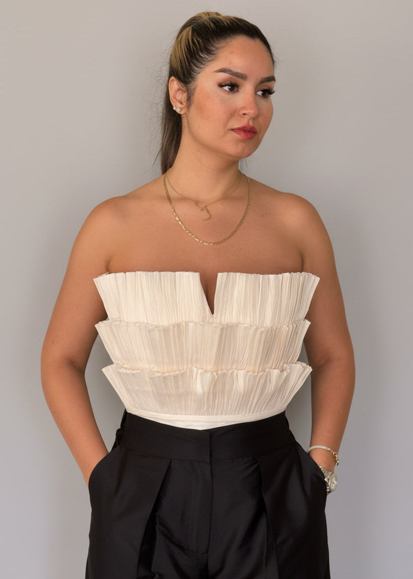 White MB crop top designer piece