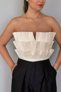 White MB crop top designer piece