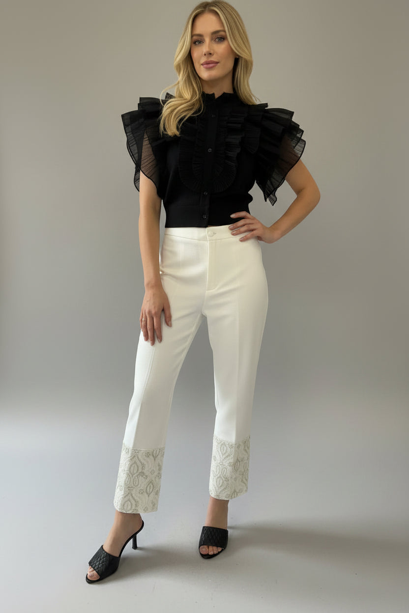 White Sas pants designer piece