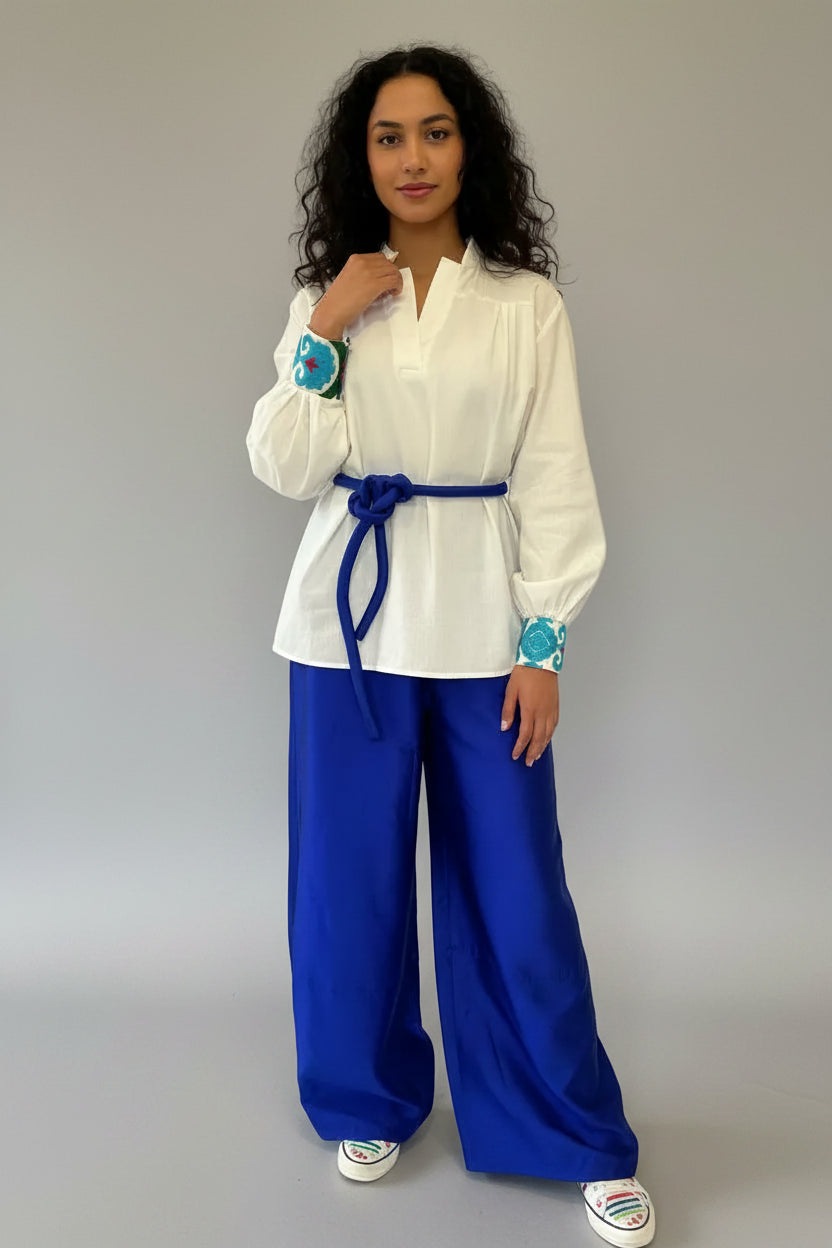 White Tori blouse – fits AU L/XL, elegant Persian-inspired fashion by LENALIA