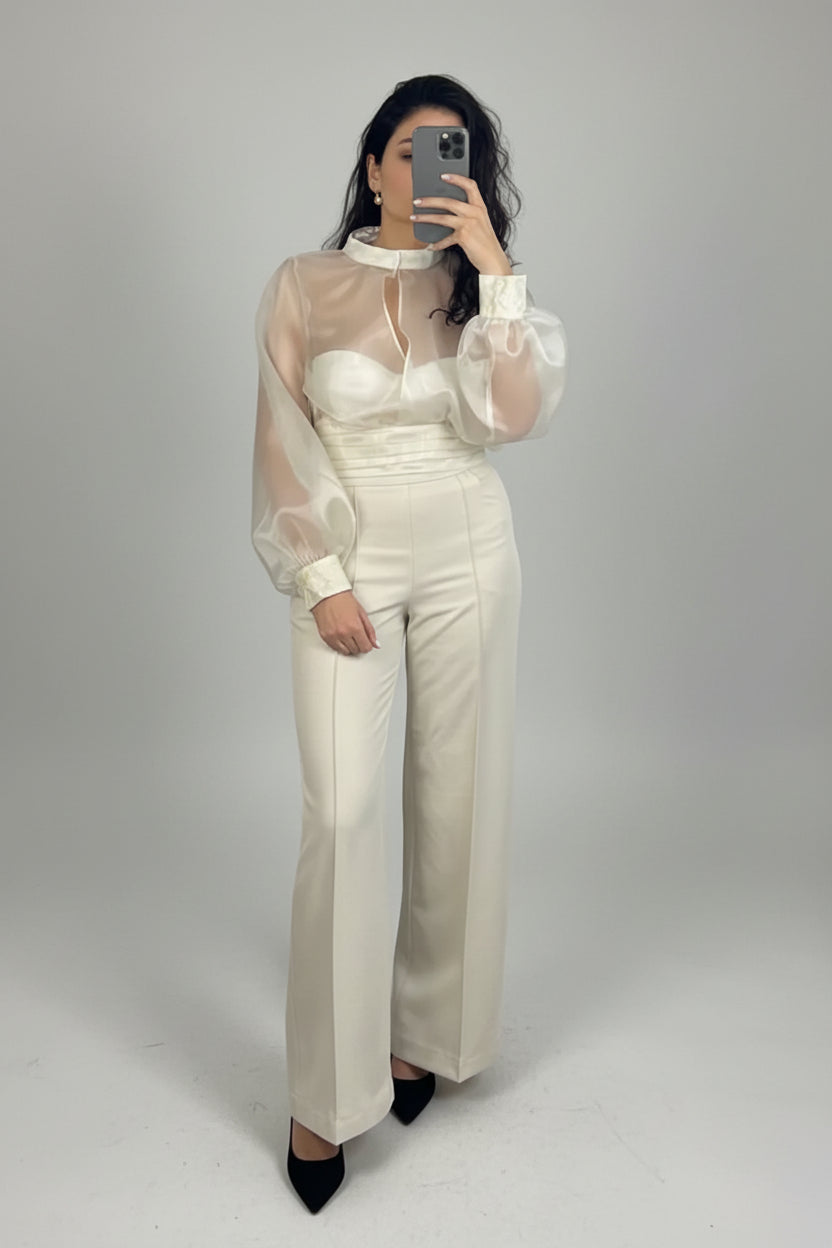 LENALIA Organza blouse detail – handcrafted sheer fabric, luxury Persian fashion