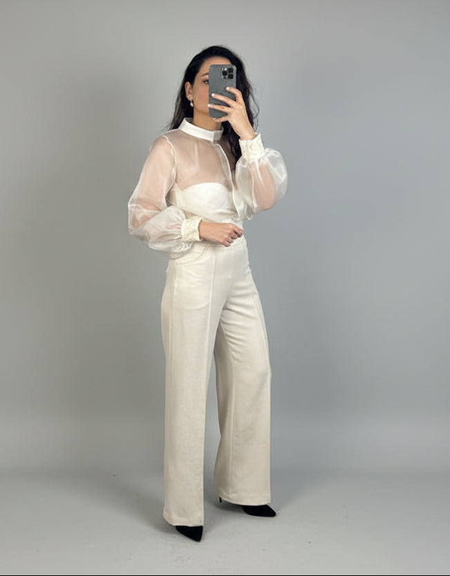 LENALIA Organza blouse – elegant sheer luxury blouse, Persian-inspired couture