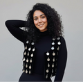 Black velvet vintage coin vest – one size, Persian coin-embellished handcrafted couture by LENALIA