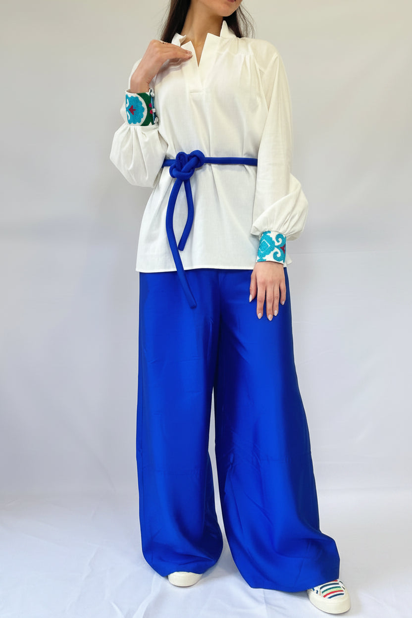 White Tori blouse – fits AU L/XL, elegant Persian-inspired fashion by LENALIA