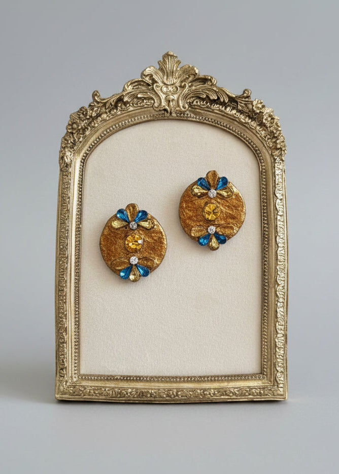 Pair of gold earrings with gemstones - Houran