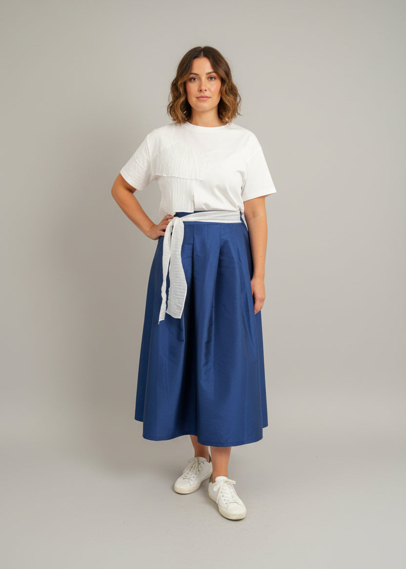 Navy taffeta skirt luxury statement piece