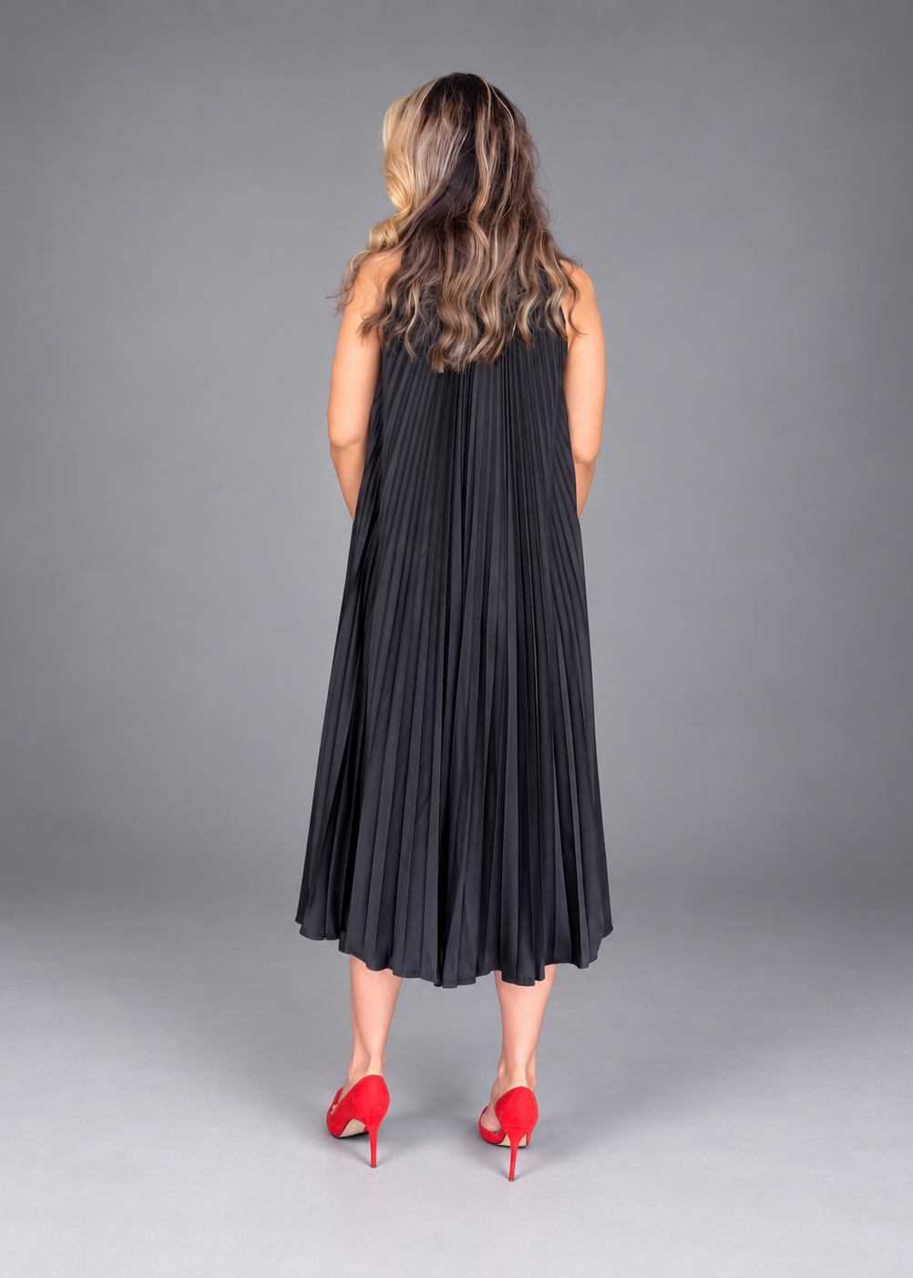 Black Plated Dress - LENALIA