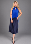 Blue Plated Dress - LENALIA