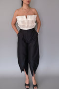 Slit taffeta pants - LENALIA designer pants with side slits