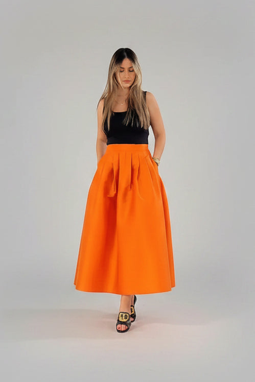 Orange taffeta skirt luxury statement piece